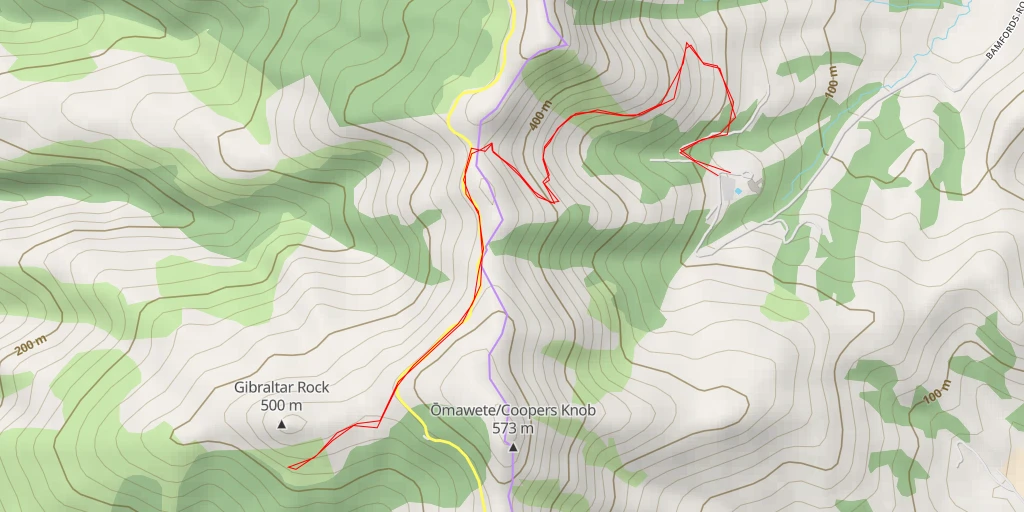 Map of the trail for Prendergasts track - Prendergasts track