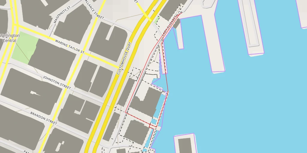 Map of the trail for Kumutoto Plaza - Wellington