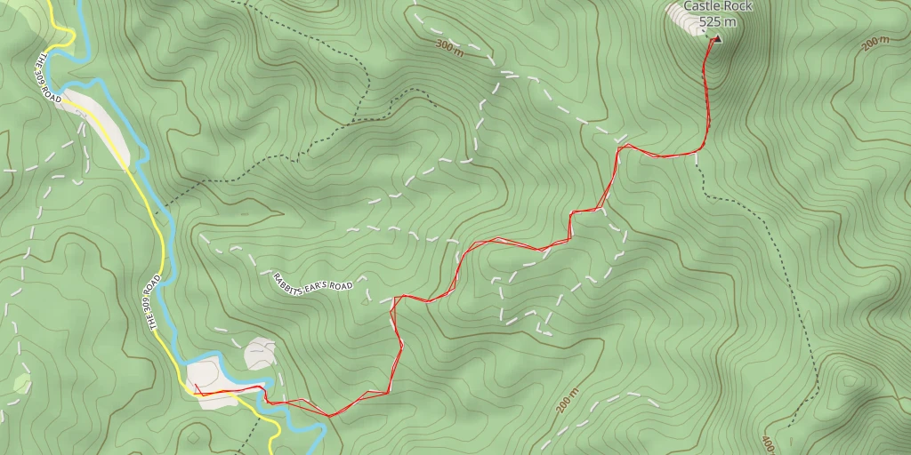 Map of the trail for Castle rock access road