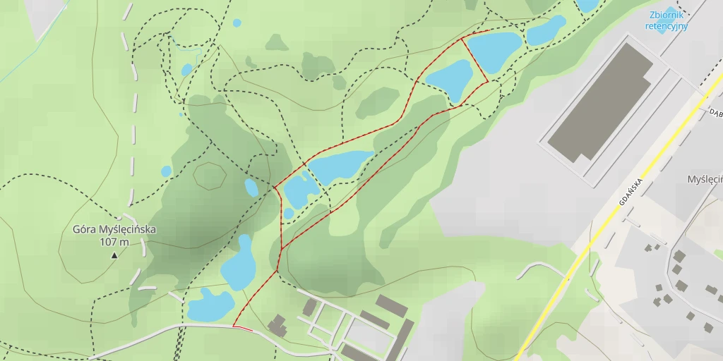 Map of the trail for Ogród Botaniczny Leśnego Parku Kultury i Wypoczynku w Bydgoszczy - Mrągowska - Bydgoszcz