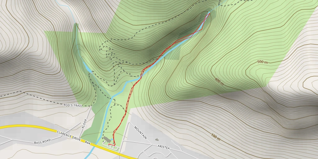 Map of the trail for Leopard's Kloof Waterfall