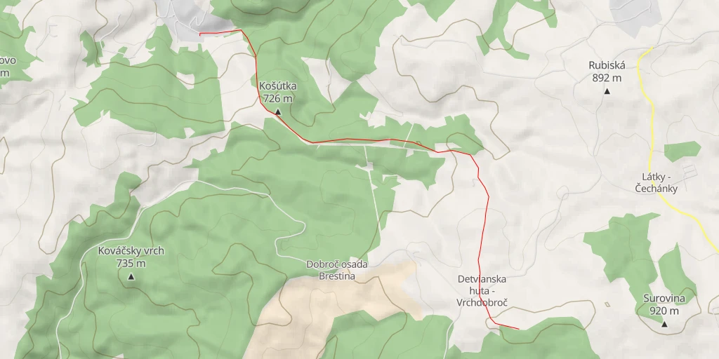 Map of the trail for Vrchdobroč