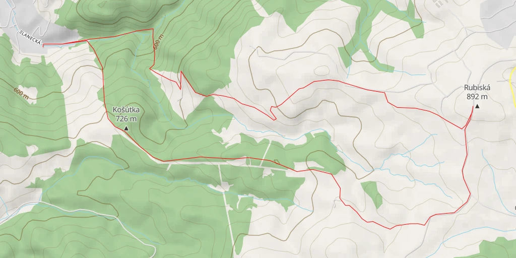 Map of the trail for Rubiská