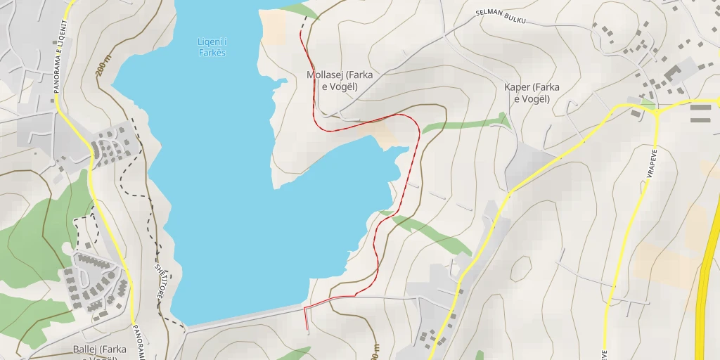 Map of the trail for Liqeni i Farkës