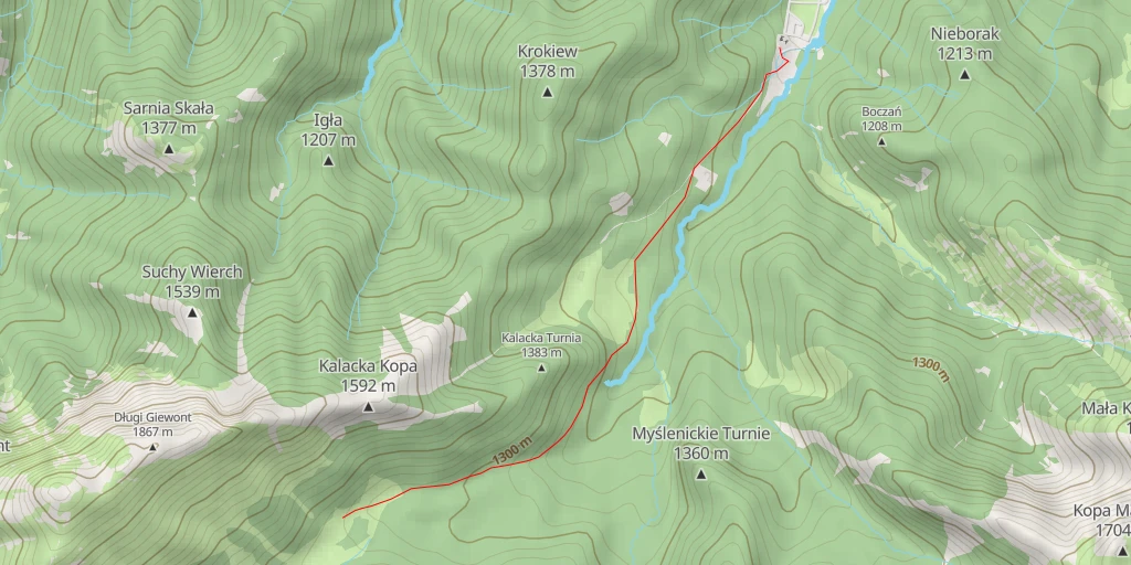 Map of the trail for Schronisko PTTK Hala Kondratowa