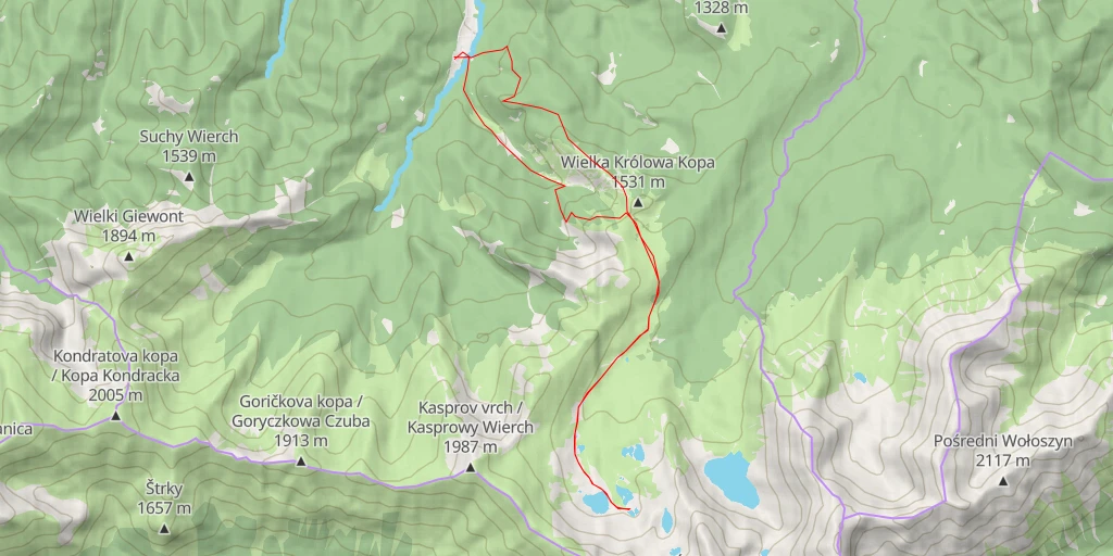 Map of the trail for Niżni Czerwony Stawek