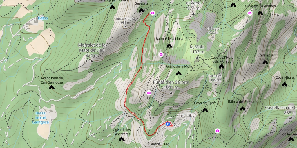 Map of the trail for Mirador de la Coma de l'Abella - Matadepera