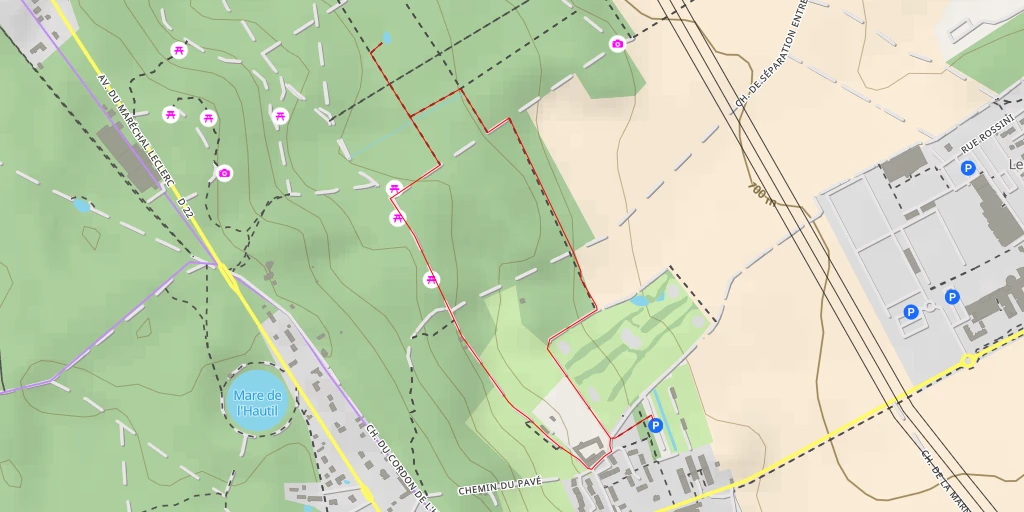 Map of the trail for Zone Humide en Forêt de l'Hautil - Chemin d'Écancourt à Boisemont