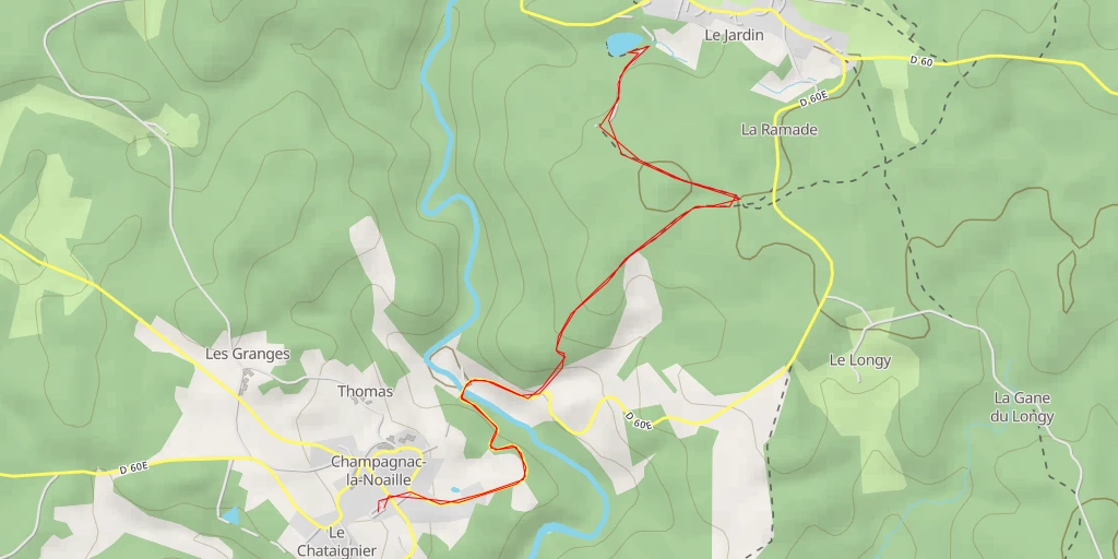 Carte de l'itinéraire :  Chemin de la Combe - Chemin de la Combe - Montaignac-sur-Doustre