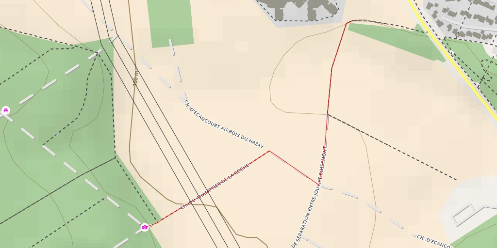 Map of the trail for AI - Chemin du Champtier de la Roche - Jouy-le-Moutier