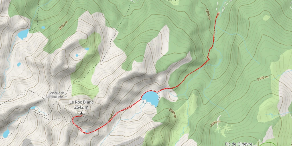 Carte de l'itinéraire :  Le Roc Blanc