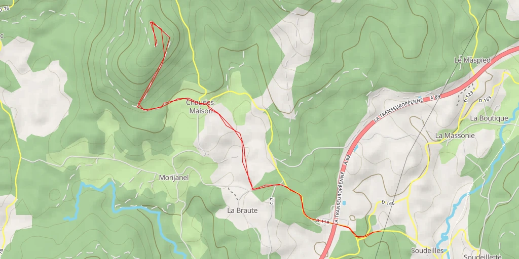 Carte de l'itinéraire :  Puy de la Tourte