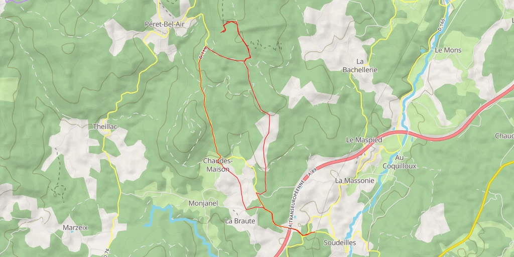 Map of the trail for Rochers de Chaveroche