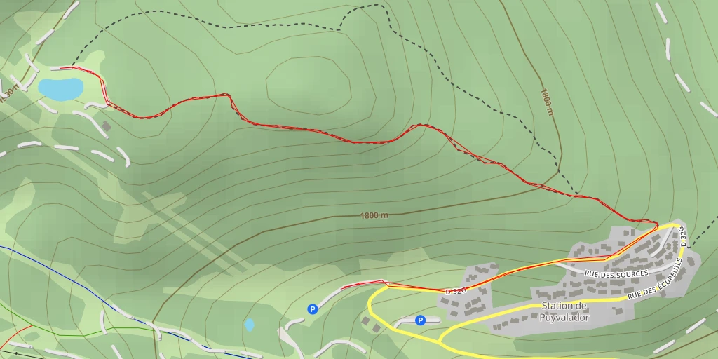 Carte de l'itinéraire :  Cabane Rieutort - Rue des Sources