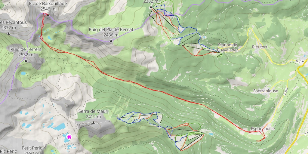 Map of the trail for Pic de Baxouillade  par le couloir des Estanys de la Porteille (PD sup)