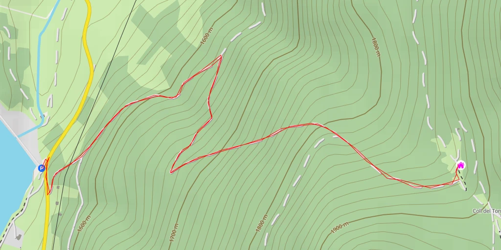 Carte de l'itinéraire :  Refuge du Col del Torn