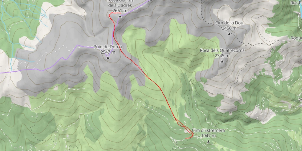 Map of the trail for Montserrat - Queralbs