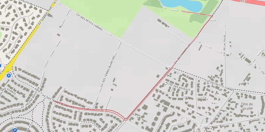 Map of the trail for A 14 - A 14