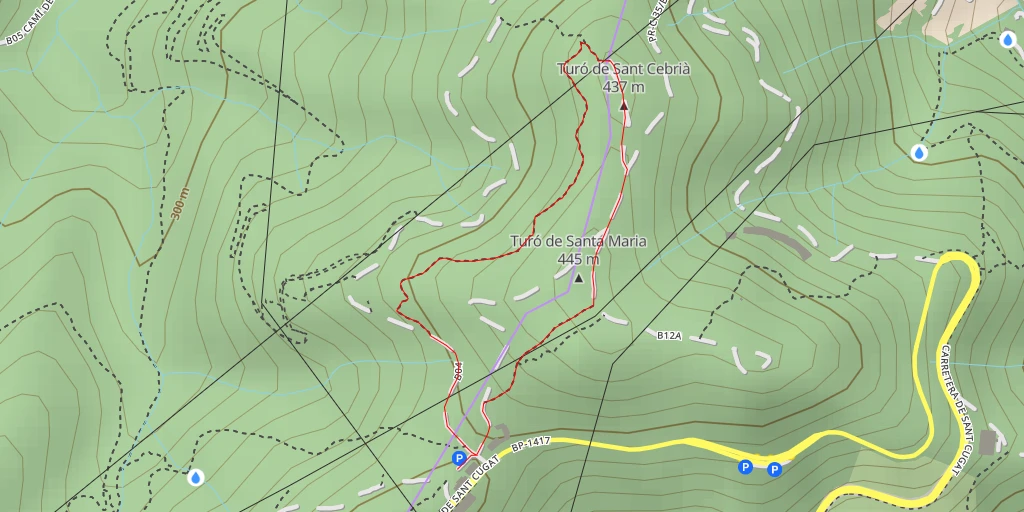 Carte de l'itinéraire :  Turó de Sant Cebrià