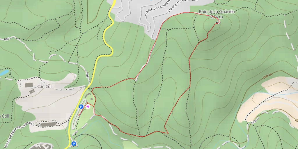 Map of the trail for Puig de la Guàrdia