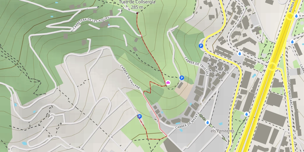 Map of the trail for Turó de Collserola