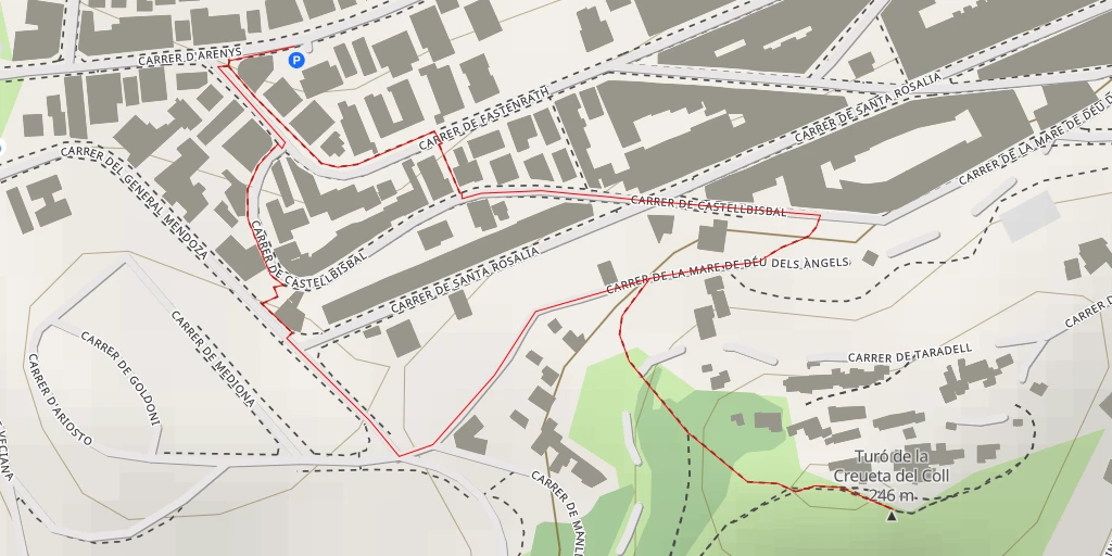 Map of the trail for Turó de la Creueta del Coll