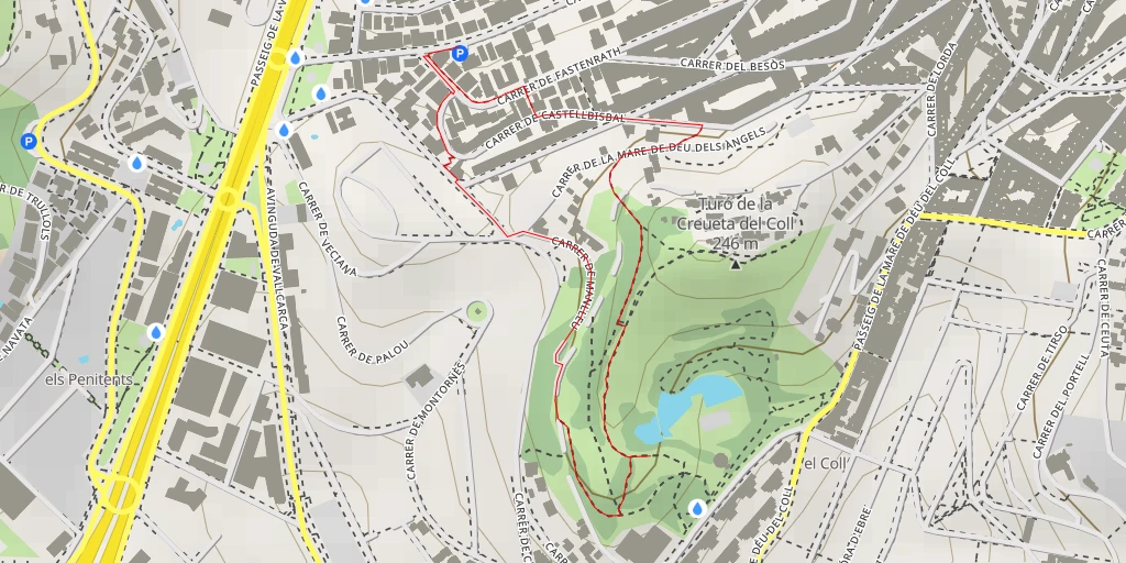 Map of the trail for Elogi de l'aigua - Placeta d'Agustí Pinyol - Barcelona