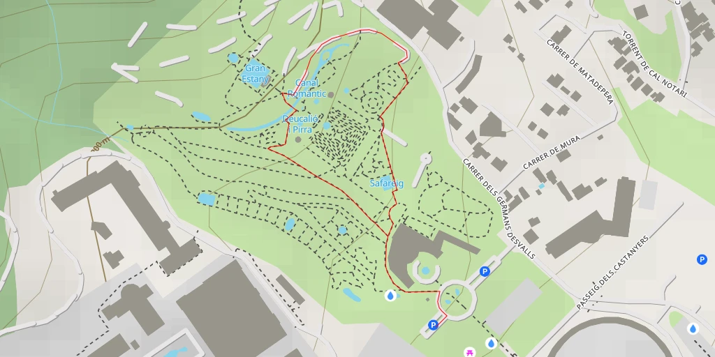 Map of the trail for Parc del Laberint d'Horta - Carrer de Castellar - Barcelona