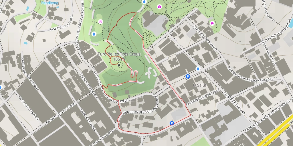 Map of the trail for Turó de les Tres Creus