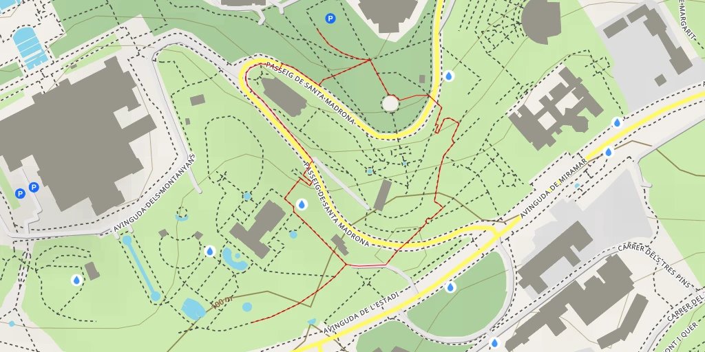 Map of the trail for Jardins de Joan Maragall - Passeig de Santa Madrona - Barcelona