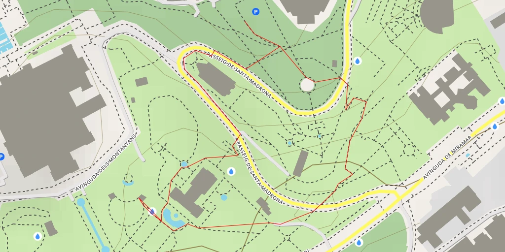 Map of the trail for Jardins de Joan Maragall - Passeig de Santa Madrona - Barcelona