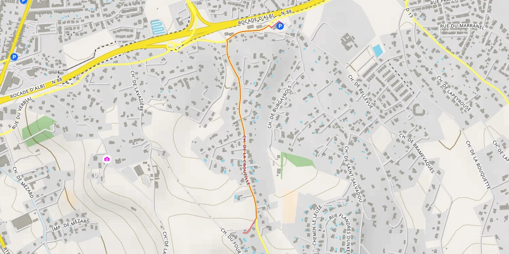 Map of the trail for AI - Chemin de La Crouzille Haute - Albi