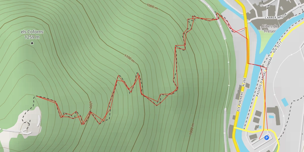 Map of the trail for Búnquer dels Coforns - Ribes de Freser