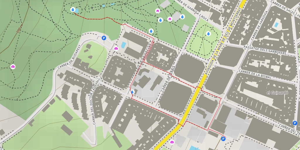 Map of the trail for Carrer de Budapest - Barcelona