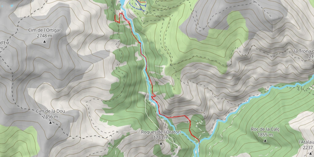 Map of the trail for Camí de Núria a Fontalba