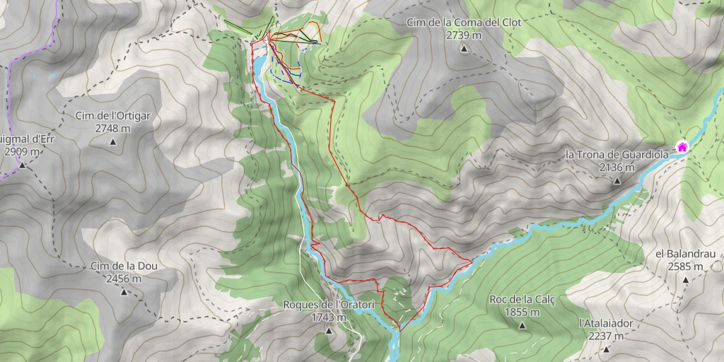 Carte de l'itinéraire :  Camí de Núria a Ulldeter (GR11) - Camí de Núria a Ulldeter (GR11)