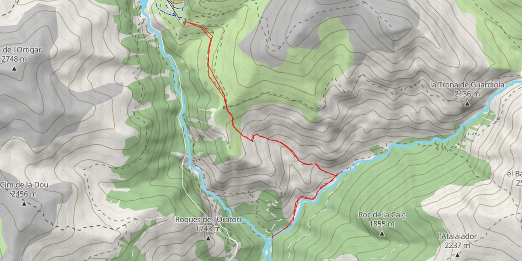 Map of the trail for Alberg del Pic de l'Àliga - Queralbs