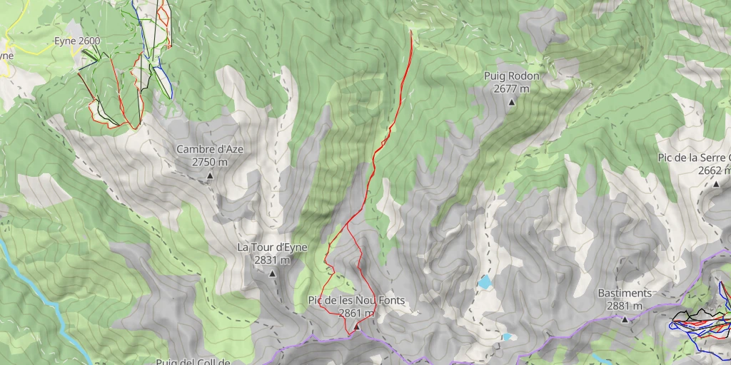 Map of the trail for Refuge de l'Orri / Orry Couloir NW du Pic Rodó/ Crête de l'Anyel/ Pic de NouFonts