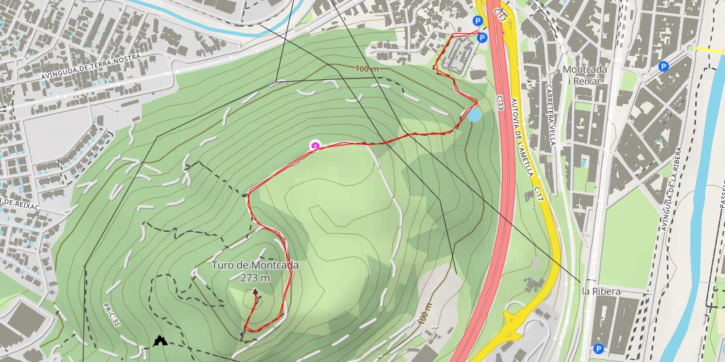 Carte de l'itinéraire :  Turó de Montcada