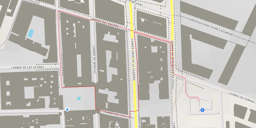 Map of the trail for Plaça de Masadas - Plaça de Masadas - Barcelona