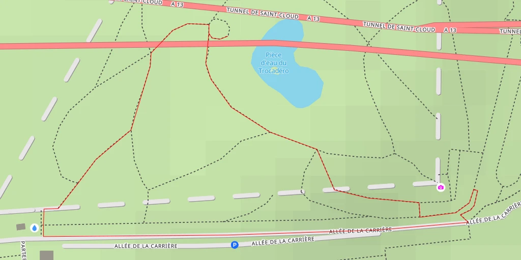 Map of the trail for Pièce d'eau du Trocadéro