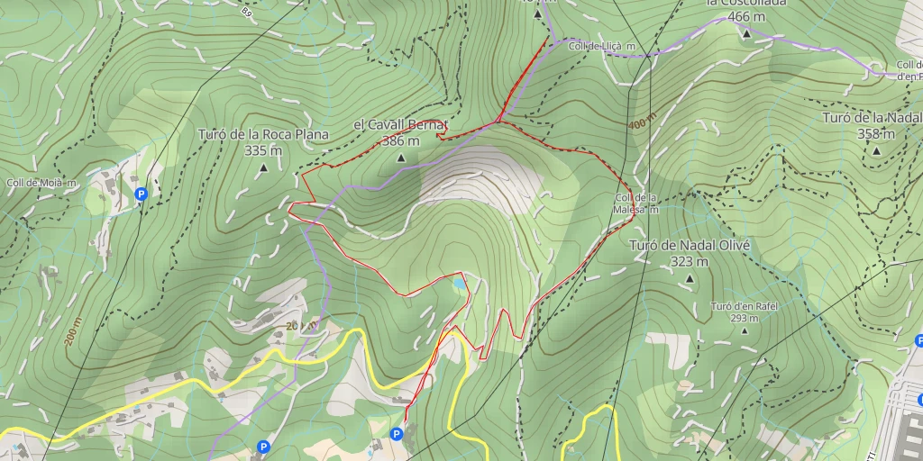 Map of the trail for el Pi Candeler