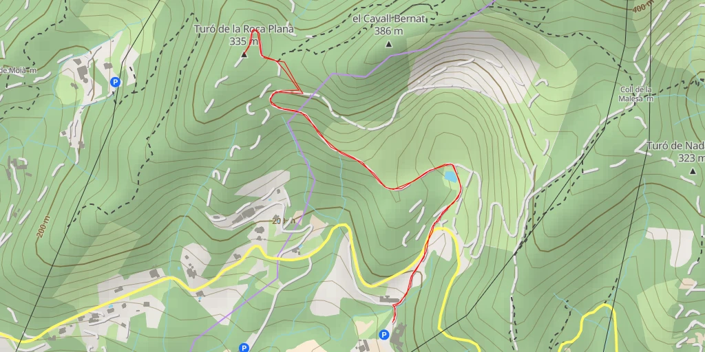 Carte de l'itinéraire :  Turó de la Roca Plana