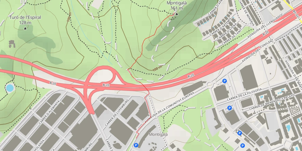 Map of the trail for Montigalà