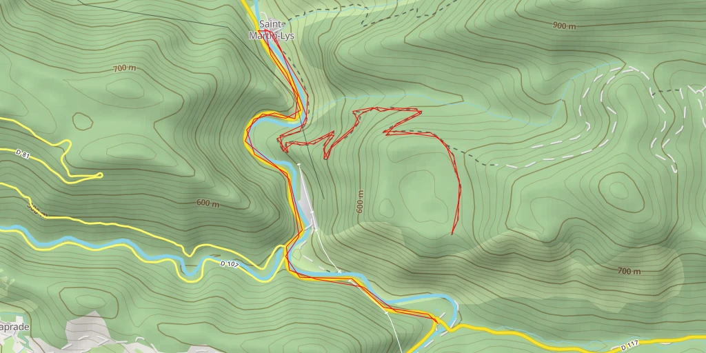 Carte de l'itinéraire :  Le Moulin du Pont D'Aliès - Saint-Martin-Lys