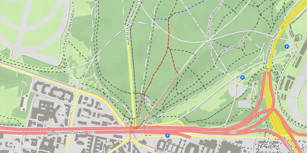 Carte de l'itinéraire :  Route d'Auteuil à Suresnes - Route d'Auteuil à Suresnes - Paris