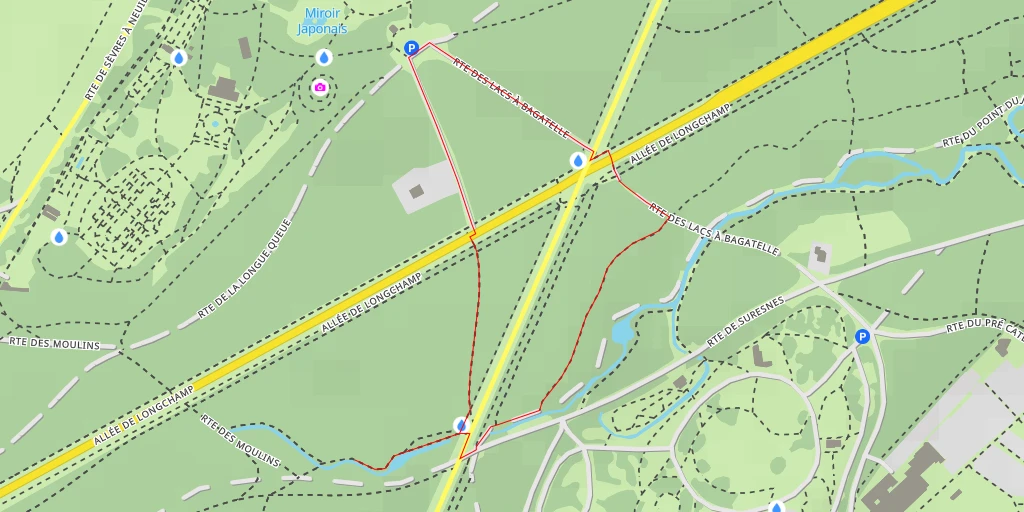 Carte de l'itinéraire :  Route de Suresnes - Route de Suresnes - Paris