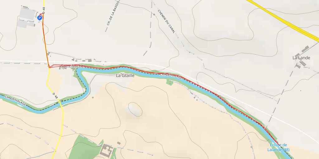 Carte de l'itinéraire :  Écluse de Lalande (48)