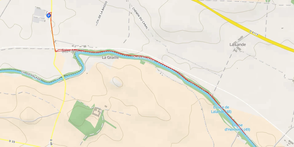 Carte de l'itinéraire :  Chemin de Halage - Chemin de Halage