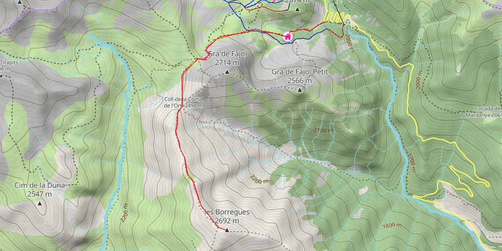 Map of the trail for les Borregues